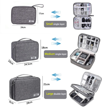 Portable Travel Cable Organizer Case Cable Storage Bag Waterproof Digital Electronic Accessories Organizer for USB Charger Plug